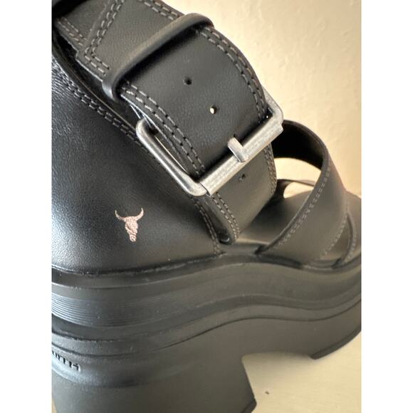 Windsor Smith Black Leather Heels Platform Open Toe Sandals Buckle Women Size 8 - Picture 9 of 13